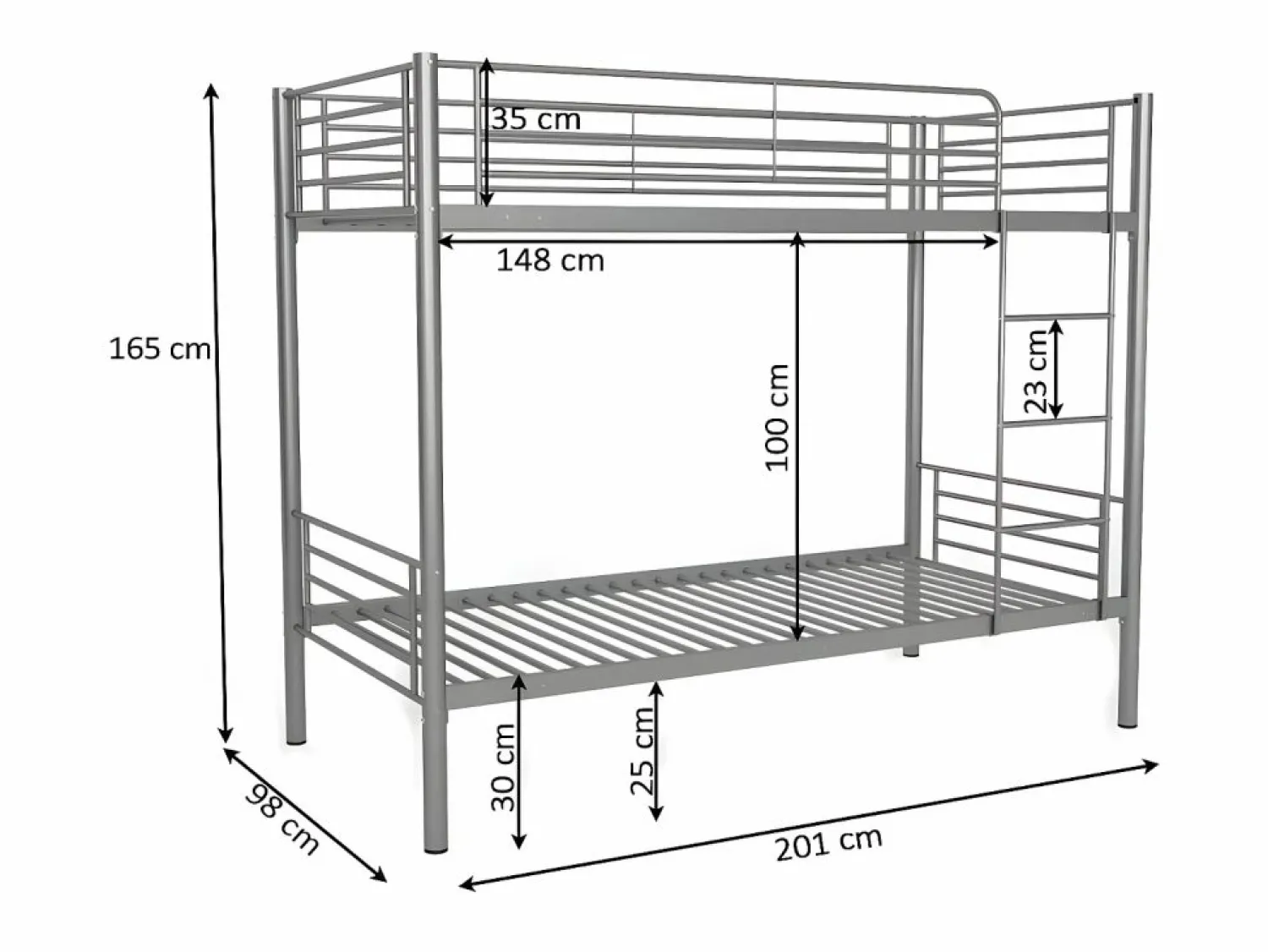 Outlet Saldosystocks Litera Metalica Doble Cama 90cm AS-110 Blanco