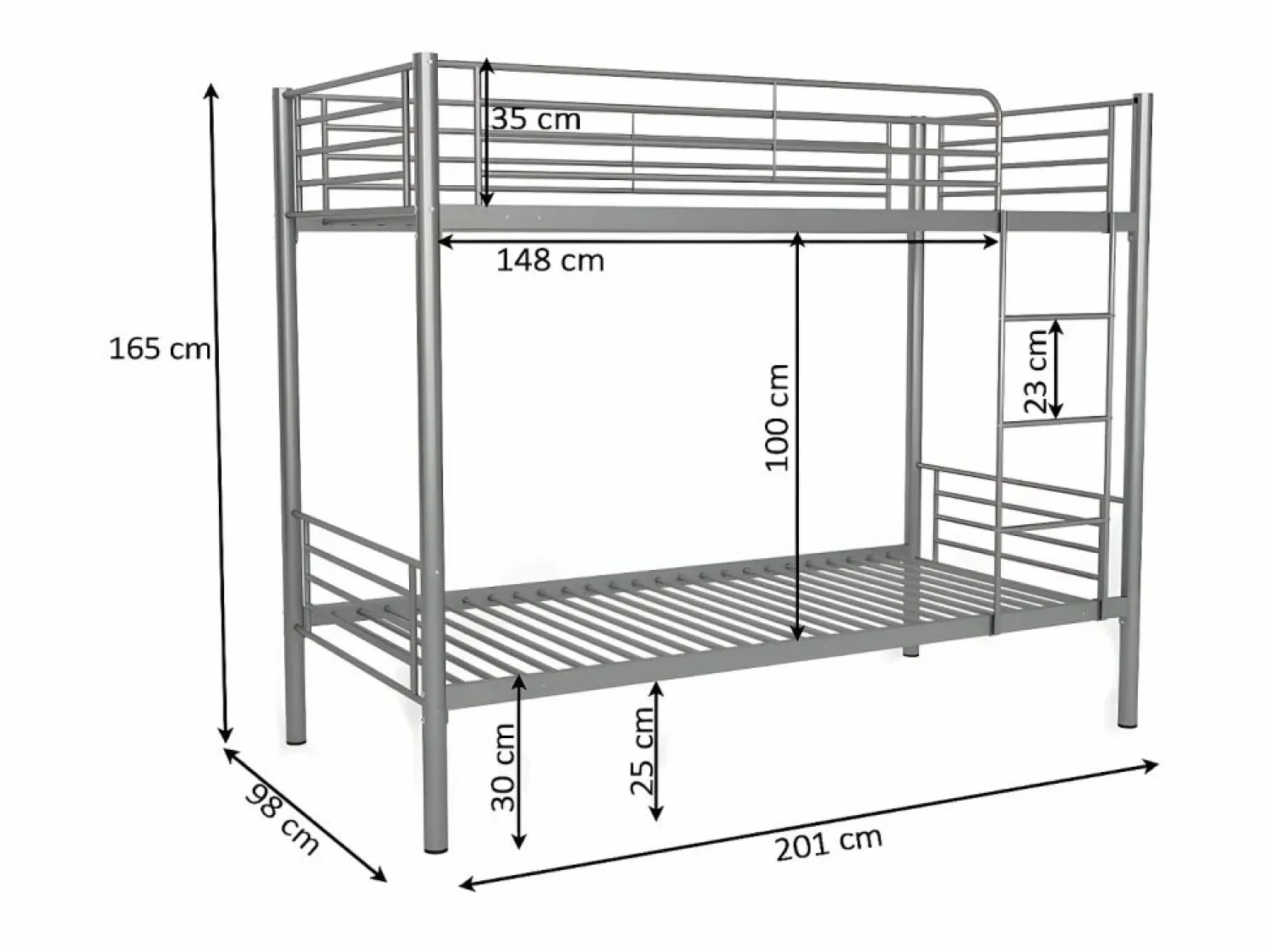 Outlet Saldosystocks Litera Metalica Doble Cama 90cm AS-110 Blanco
