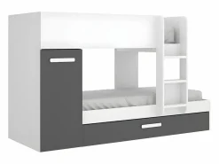Online Litera nido 3 x 90 x 190 cm armario de compartimentos blanco y antracita. ANTHONY Cama Nido|Cama Litera