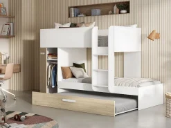 Vente-unique Litera nido 3 x 90 x 190 cm armario de compartimentos blanco y natural. ANTHONY