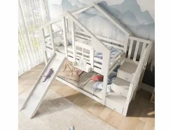 DripeX Litera para niños - con escalera de almacenamiento y tobogán - cama de cabina 2 x 90 x 200 cm - Pin + MDF -