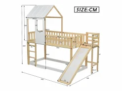 Best Merax Litera para niños 90 x 200 cm con tobogán + somier, colores: natural y blanco Color natural claro