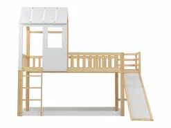 Best Merax Litera para niños 90 x 200 cm con tobogán + somier, colores: natural y blanco Color natural claro