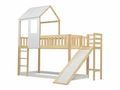 Best Merax Litera para niños 90 x 200 cm con tobogán + somier, colores: natural y blanco Color natural claro
