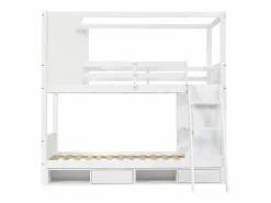 Best KOMHTOM Litera para niños 90 x 200 cm, con barreras de seguridad, mesa, zapatero, escalera inclinada, Blanco