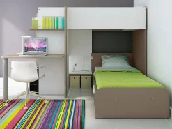 Vente-unique Litera rinconera 2 x 90 x 190 cm con escritorio color gris blanco y rosa - SAMUEL