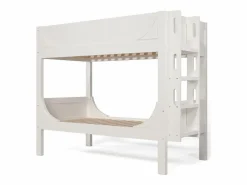 OKWISH Litera separable 90x200 cm con escalera y somier de láminas, blanca - sin colchón