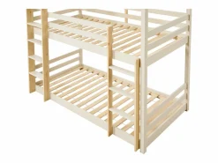 Vente-unique Litera triple 3 x 90 x 200 cm madera de pino y natural con colchón - VAGAR