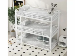 Sale ModernLuxe Litera triple - 3x90x200cm - estructura de hierro - Blanco