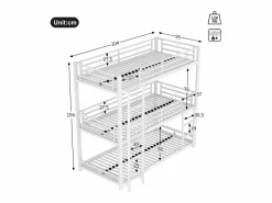 Sale ModernLuxe Litera triple - 3x90x200cm - estructura de hierro - Blanco