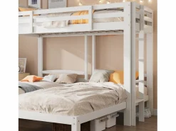 Best ModernLuxe Litera triple con somier de láminas - 90x200 cm - madera maciza - Blanco