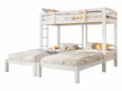 Best ModernLuxe Litera triple con somier de láminas - 90x200 cm - madera maciza - Blanco