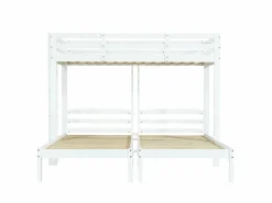 Best ModernLuxe Litera triple con somier de láminas - 90x200 cm - madera maciza - Blanco