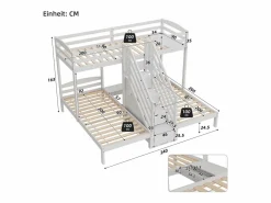 ModernLuxe Litera 90x200 cm - 3 plazas - escalera con almacenamiento - con 4 cajones - con barandilla -