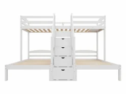 ModernLuxe Litera 90x200 cm - 3 plazas - escalera con almacenamiento - con 4 cajones - con barandilla -