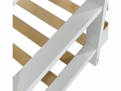 Discount Litera 90x200 cm de madera maciza - con somier de láminas - Blanco y Gris Cama Litera