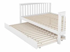 New Litera 90x200 cm y 140x200 cm con cama nido 90x190 cm - Escalera de almacenaje - Madera blanca Cama Litera
