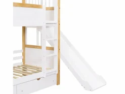Best Litera 160x200cm cama infantil moderna con almacenamiento y escalera madera y MDF para habitación y natural (Sin colchón) Cama Litera