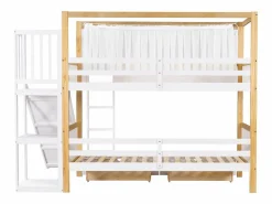 Best Litera 160x200cm cama infantil moderna con almacenamiento y escalera madera y MDF para habitación y natural (Sin colchón) Cama Litera