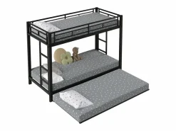 Merax Literas 2 x 90 x 200 + cama nido 90 x 190 - Metal - Somier de láminas -