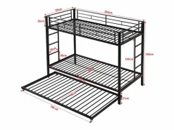 Merax Literas 2 x 90 x 200 + cama nido 90 x 190 - Metal - Somier de láminas -