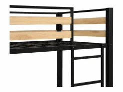 Vente-unique Literas 2 x 90 x 190 cm 1 cajón color natural y negro + Colchón - CASIDIA