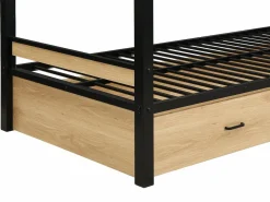 Vente-unique Literas 2 x 90 x 190 cm 1 cajón color natural y negro + Colchón - CASIDIA