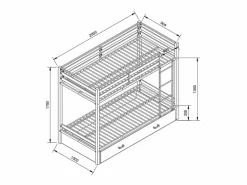 Vente-unique Literas 2 x 90 x 190 cm 1 cajón metal y MDF color natural y blanco - CASIDIA