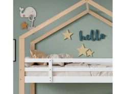 Hot Literas 2 x 90 x 200 cm con cama nido 90 x 190 cm, con 4 cajones y escalera, madera maciza + MDF, color blanco Cama Litera