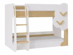 Vente-unique Literas 2 x 90 x 190 cm en blanco y natural + colchones - PILATI