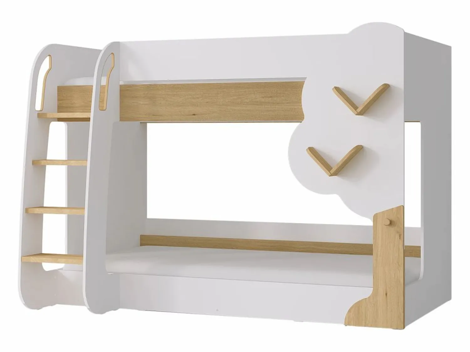 Vente-unique Literas 2 x 90 x 190 cm en blanco y natural + colchones - PILATI