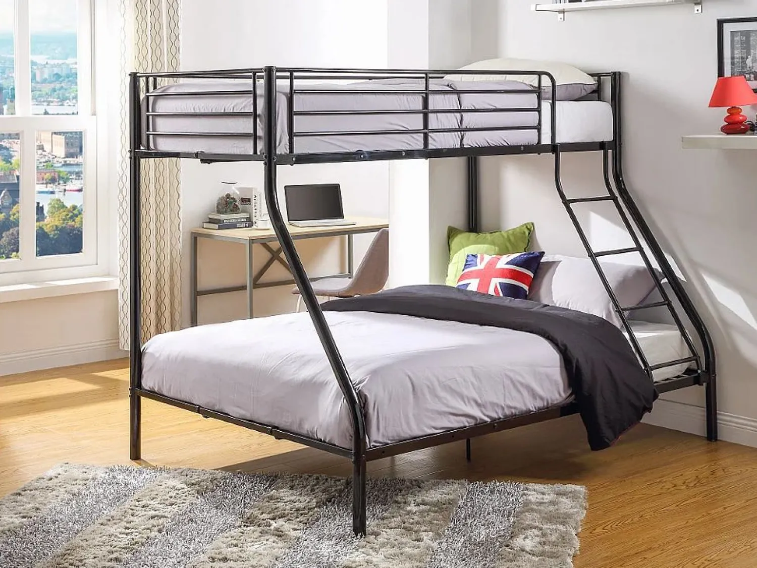 Clearance Vente-unique Literas de 90x190 y 140x190 cm en acero negro y rojo con colchón ELEVATIO IV Negro / Rojo