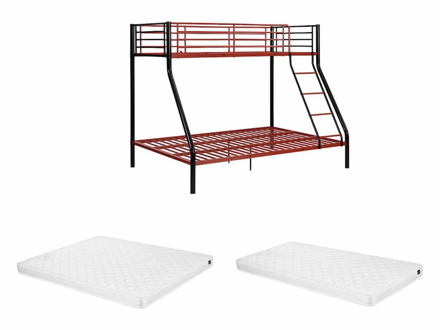 Clearance Vente-unique Literas de 90x190 y 140x190 cm en acero negro y rojo con colchón ELEVATIO IV Negro / Rojo