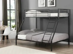 Vente-unique Literas 90x190 y 140x190 cm acero con colchón ELEVATIO IV Negro