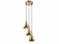 OZAIA Lámpara colgante de 3 pantallas de metal brillante, L. 36 x H. 138 cm, OSARA