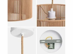 Sweeek Lámpara colgante de techo con cáñamo , 40cm natural