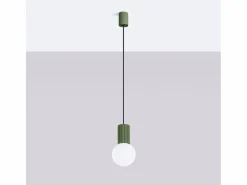Clearance Lámpara Colgante Halo Moderno De Aluminio/Vidrio - 1 Fuentes Luminosas - L.12 X A.120 Cm - Oliva Lámpara Suspendida