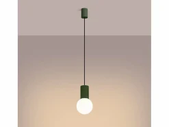 Clearance Lámpara Colgante Halo Moderno De Aluminio/Vidrio - 1 Fuentes Luminosas - L.12 X A.120 Cm - Oliva Lámpara Suspendida