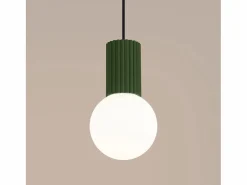 Clearance Lámpara Colgante Halo Moderno De Aluminio/Vidrio - 1 Fuentes Luminosas - L.12 X A.120 Cm - Oliva Lámpara Suspendida