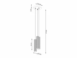 Sollux Lighting Lámpara Colgante Karbon Minimalista De Aluminio - 3 Fuentes Luminosas - L.19,5 X A.108 Cm -