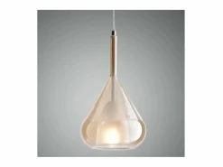 New Lámpara colgante LED Lila de metal y cristal borosilicato ámbar 3481-40-125 Fabas Luce Naranja