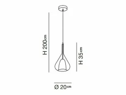 New Lámpara colgante LED Lila de metal y cristal borosilicato ámbar 3481-40-125 Fabas Luce Naranja