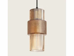 Sale Ledkia Lámpara Colgante Metal y Cristal Berila Ámbar Blanco