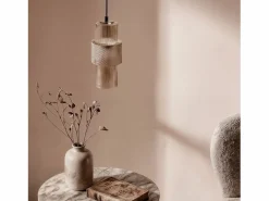 Sale Ledkia Lámpara Colgante Metal y Cristal Berila Ámbar Blanco
