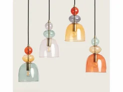 Outlet Lámpara Colgante Metal y Cristal Baudelaire Rosa Lámpara Suspendida