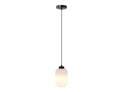 Outlet Lámpara colgante negra con cristal blanco D.14 x Alt.120 cm - LOUXOR Lámpara Suspendida