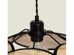 New Ledkia Lámpara Colgante Ratán Nirvana Trenzado Negro Multicolor