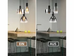 NETTLIFE Lámpara colgante vintage para mesa de comedor, de cristal gris ahumado, E27, altura ajustable para sala de estar