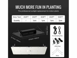 Lámpara de Crecimiento LED SucceBuy 300 W, Diodos Samsung de Intensidad Variable, para Plantas de Interior, Plántulas, Vegetación, Floración, Controlador en Cadena