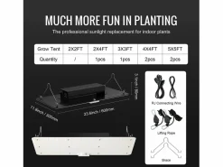 Outlet Lámpara de Crecimiento LED SucceBuy 200 W, Diodos Samsung de Alto Rendimiento para Plantas de Interior, Plántulas, Vegetación y Floración, Cultivo en Invernadero Negro
